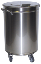 Stainless container with lid and detachable wheels