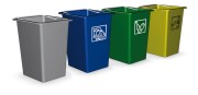 Recycling-Abfallbehälter in verschiedenen Farben