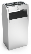 Free standing stainless steel ashtray with wastepaper bin