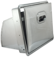 Hinged hopper for coffee grounds
