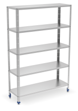 Stainless steel shelving 5 levels.