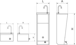 Lave-mains mural XS + dosseret + distributeur