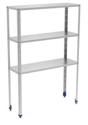 Rayonnage inox alimentaire lisse 3 niveaux . Etagere inox chambre froide