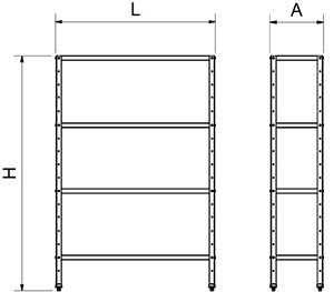 Rayonnage inox alimentaire lisse 4 niveaux.  Etagere inox chambre froide