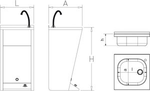 Lave mains inox sur pied normal