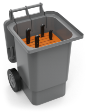 Container for knives transport with wheels