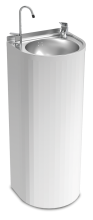 Trinkbrunnen in Säulenform aus Edelstahl