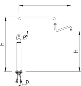 Robinet mitigeur à colonne avec col de cygne orientable