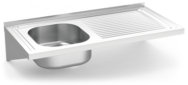Wall-mounted sink unit 500 mm depth righ drainer