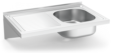 Wall-mounted sink unit 500 mm depth left drainer