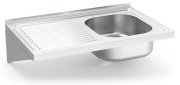Wall-mounted sink unit 500 mm depth left drainer
