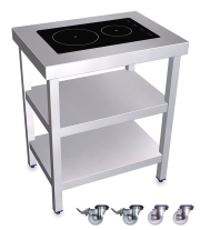 Mobile induction cooking plate with two burners