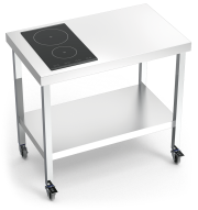 Cuisinière inox professionnelle induction portable 2 foyers à gauche