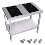Mobile induction cooling plate with four burner