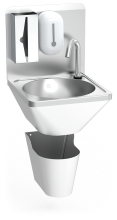 Wall-mounted integral electronically operated, hot an cold-water washbasin