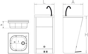 Handwaschbecken aus Edelstahl mit 2 Fusspedalen, Standmodell