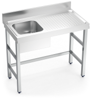 Professional stainless steel sink 1 tank and right drain board