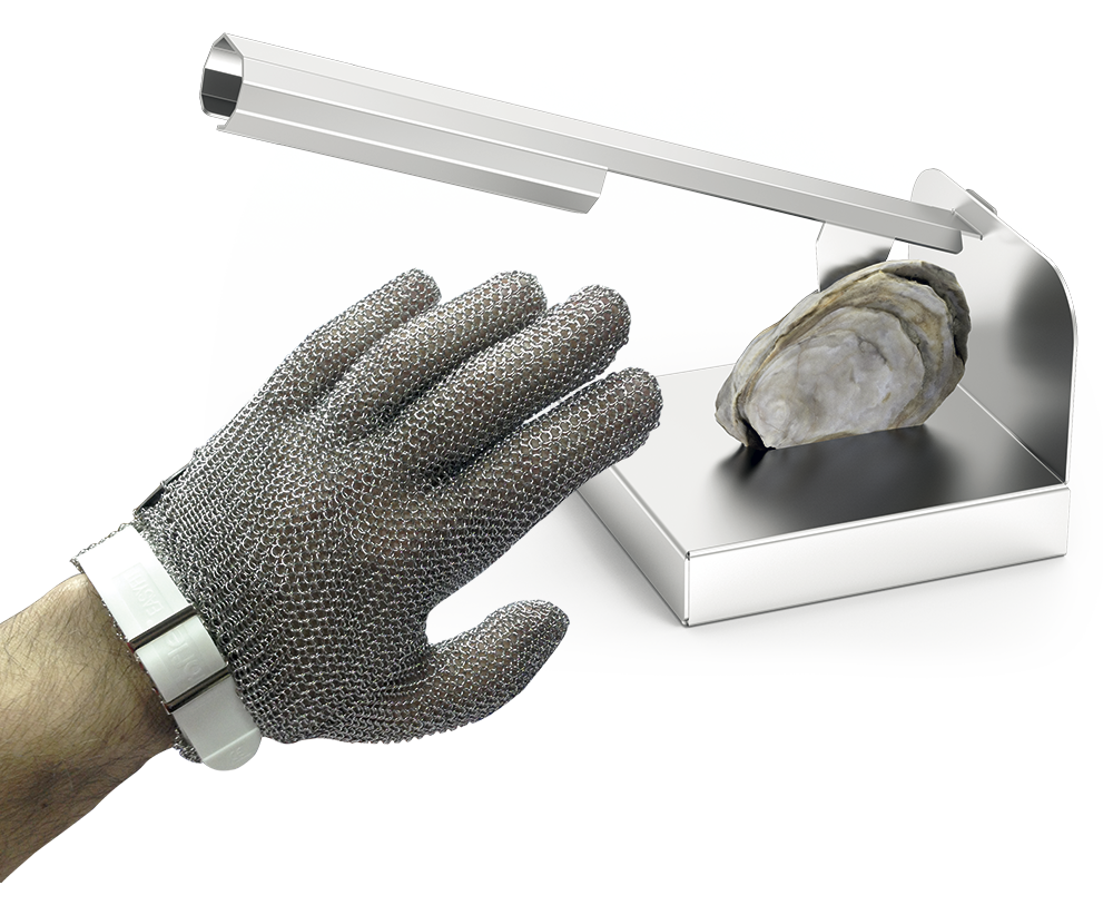 Gant en maille inox à sangle de boucher + Ouvre huîtres professionnel, gant  cotte de maille, gant maille, gantsde boucher, gant metal