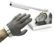 Stechschutzhandschuh aus Edelstahl mit Verschlussarmband + Professioneller Austernöffner