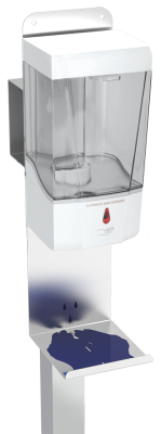 Colonne inox avec distributeur automatique de gel hydro alcoolique ou de savon