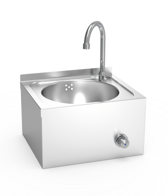 Knee-operated hot and cold-water wall mounted washbasin XS model