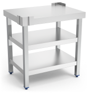 Table for cutting machines, with adjustable height