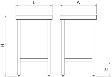 Table centrale spéciale machine avec étagère dessous - Hauteur standard