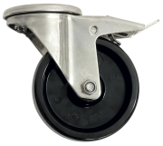 Roulette résistante à la chaleur avec frein en acier inoxydable ø100 mm.