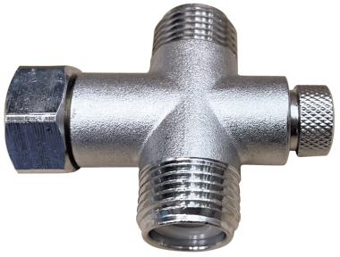 Mischventil mit Abstellmechanismus verchrmot M-F-M Anschluss 1/2"