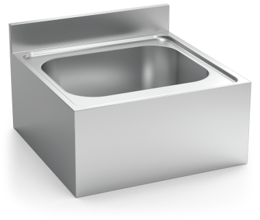 Wall mounted sink unit in stainless steel with skirt 600 series, 1 tank
