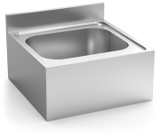 Wall mounted sink unit in stainless steel with skirt 600 series, 1 tank