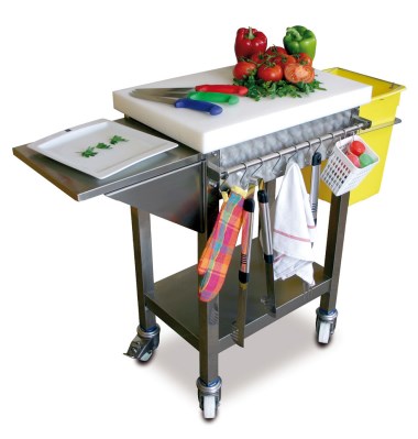 White polyethylene and stainless steel chopping block, BBQ model