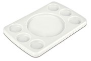 Rectangular polyethylene serving board for 6 sauces