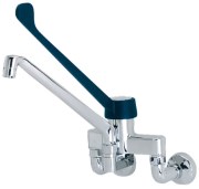 Monoblock model double inlet one handle wall tap elbow funtioning