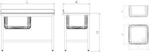 Plonge inox sur pied double bac