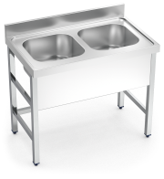 Plonge inox sur pied double bac