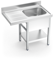 Stainless steel sink unit for dishwasher with left drain board