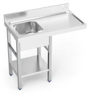Stainless steel small sink unit for dishwasher with right drain board
