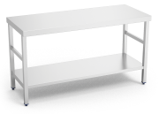 Table inox centrale avec étagère basse