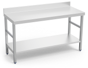 Table inox adossée avec étagère basse