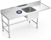 Stainless steel pre-rinse wall-side table 1 right tank