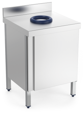 Stainless steel waste chutes wall-side table with door