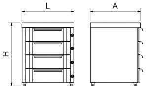 Box modulaire 1 tiroir et porte inox