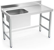 Stainless stell chef wall-side table, tank on the left side