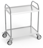 Stainless steel service trolley with two shelves