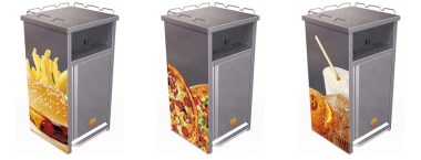 Spezielle Abfallcontainer mit  Tablettablage