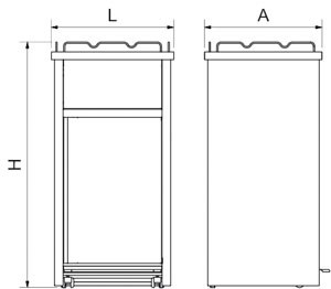 Spezielle Abfallcontainer mit  Tablettablage
