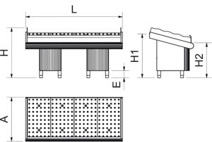 Étal à poisson inox avec support 2 m