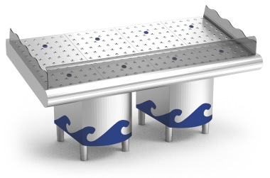 Étal à poisson inox avec support 2 m