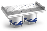 Étal à poisson inox avec support 2 m